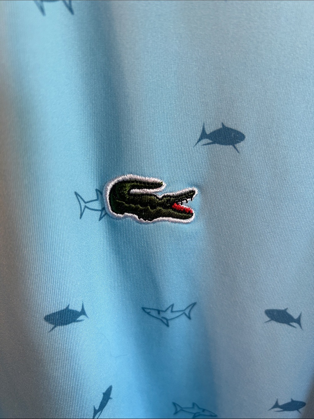 Lacoste Men’s Light Blue Polo with Mini Shark Print - Picture 3 of 8